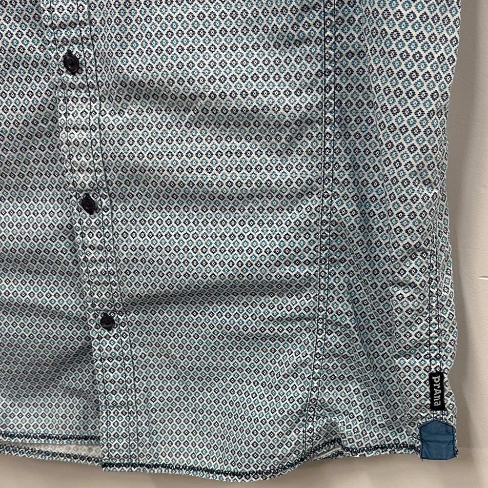 Prana Light Blue Patterned Button Down Shirt - image 3